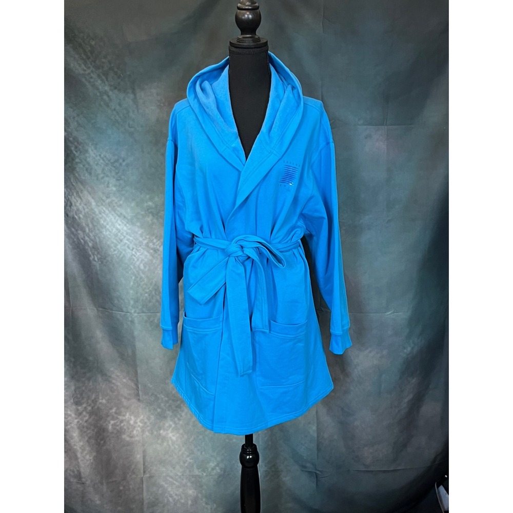 Savage X Fenty Blue Hooded‎ Robe Size XS/S Cotton Polyester Lounge Wear